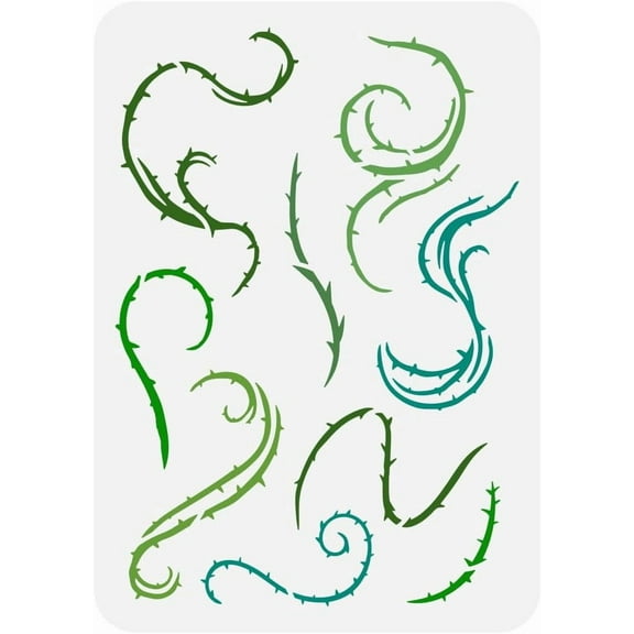 Thorns and Vines Painting Large Stencil 8.3x11.7 Reusable Thorn Vine Border Wall Stencil Thorny Vineman Pattern Spraying Big Stencil Nature Plants Theme DIY Template for Wall Scrapbook