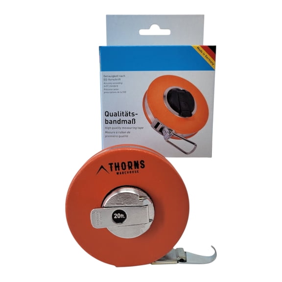 Thorns Warehouse Forestry Diameter Tape 20' Tree Measure Woven Synthetic Fabric Claw Hook at End 76" Diameter in Inches Measures in 10th, 100ths, Linear Feet