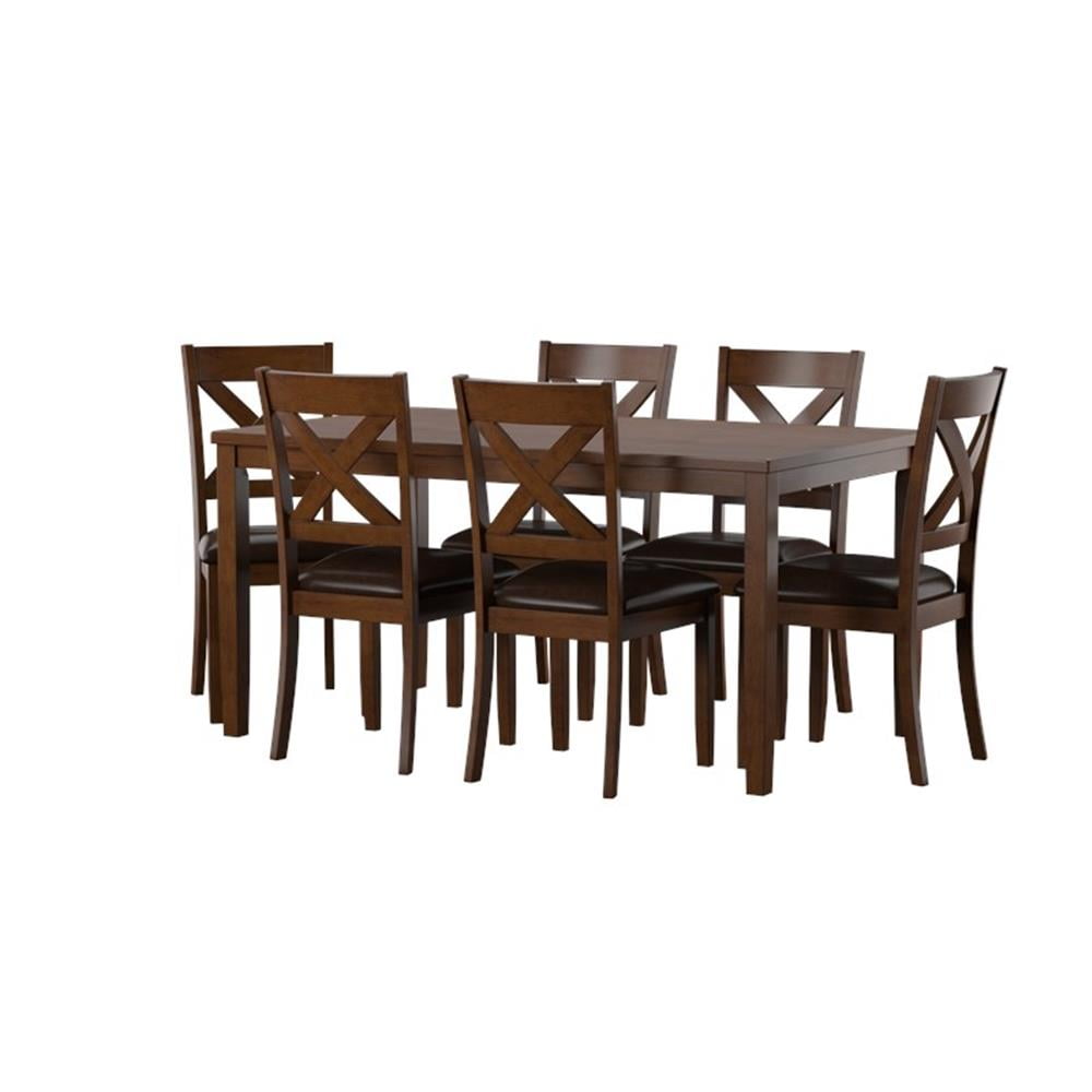 Thornton Black and Brown 7-Piece Rectangular Dining Set