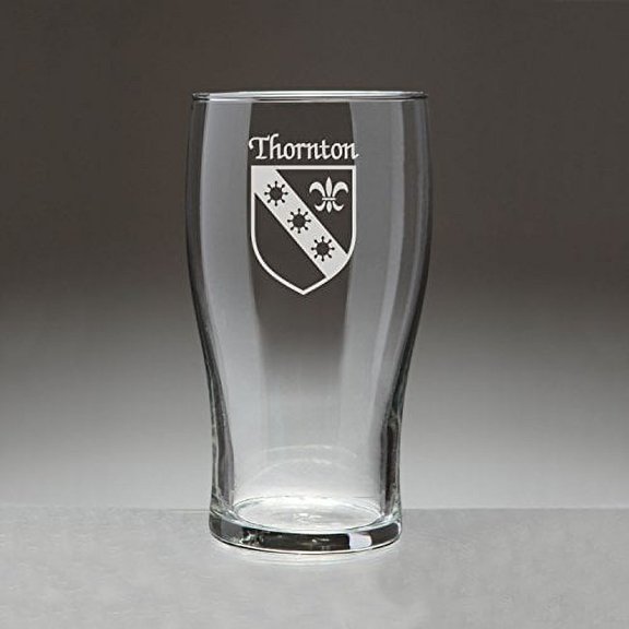 Thornton Irish Coat of Arms Tavern Glasses - Set of 4 (Sand Etched)