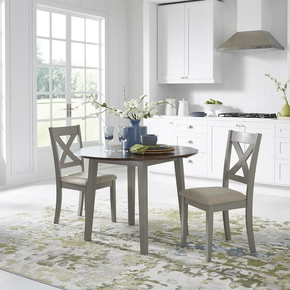 Thornton Light Gray 3 Piece Drop Leaf Table Set