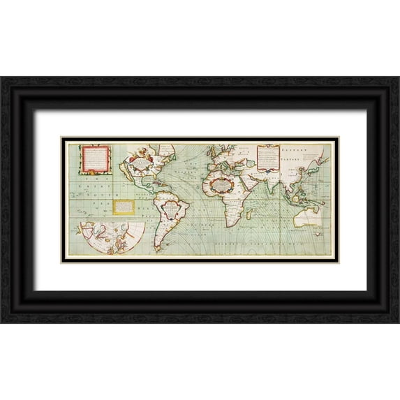 Thornton, Samuel 18x10 Black Ornate Wood Framed with Double Matting Museum Art Print Titled - Nova and accuratissima totius terrarum Anno 1700