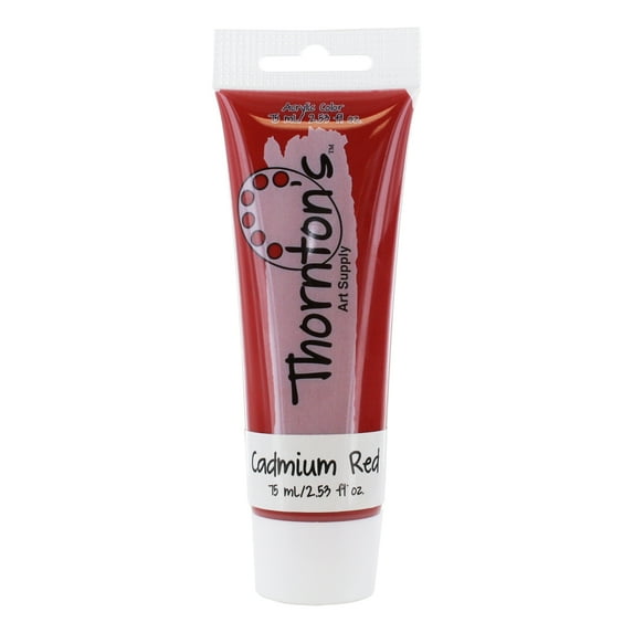 Thornton's Art Supply Acrylic Paint Tube, 75ml (2.54oz), Cadmium Red
