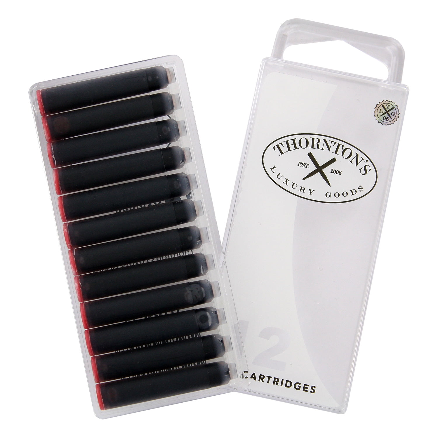 Thornton's Luxury Goods Short Standard International Fountain Pen Ink Cartridges Oxblood Ink Pack of 12 Refills for Classic Calligraphy Pens Compatible With All Brand Neutral PH Smooth Flow