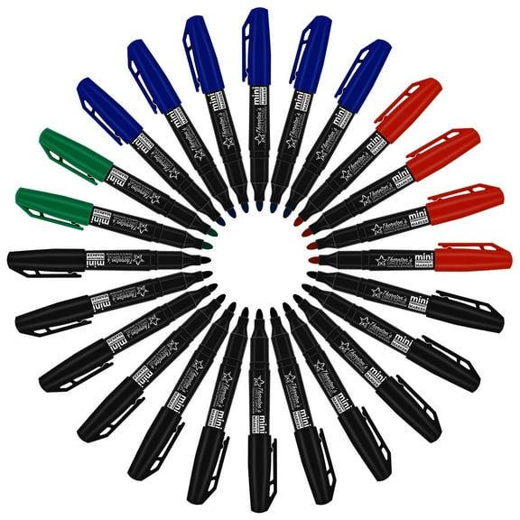Thornton's Office Supplies Mini Permanent Markers, 1.0mm, 24-Count