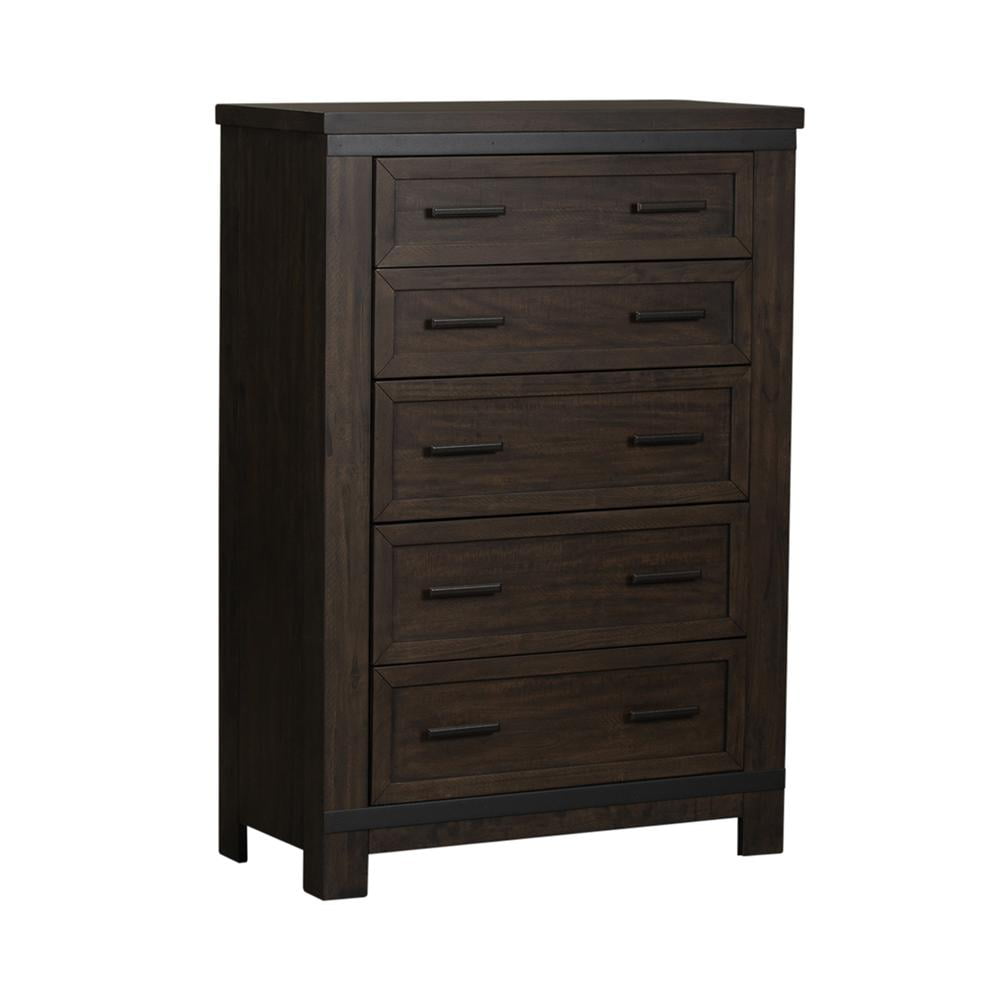 Thornwood Hills Dark Gray 5-Drawer Chest with Pewter Hardware