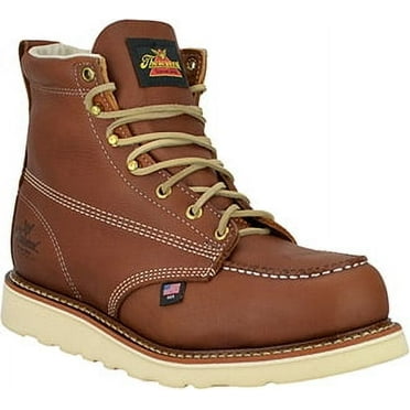 Men's 6" Thorogood Boots (U.S.A.) 814-4200-GWP702 with Leather Lace, Tobacco,Brown