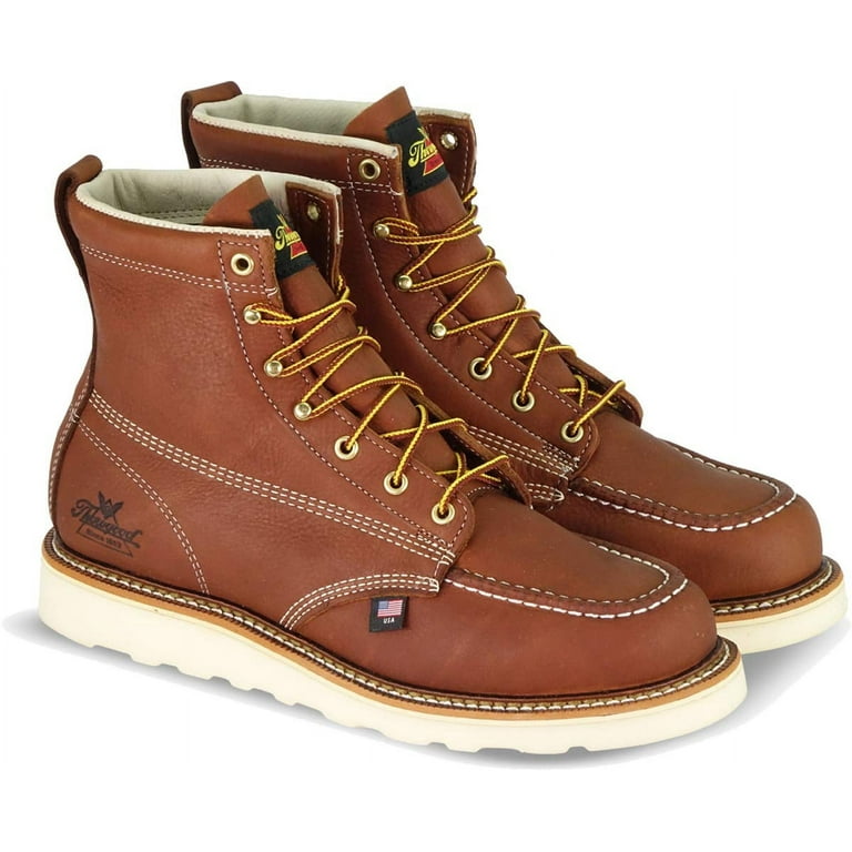 Thorogood American Heritage 6 Moc Toe Work Boots for Men Soft Toe Premium Full Grain Leather with Slip Resistant Wedge Outsole and Comfort Insole EH Rated Black 12 EE US Walmart