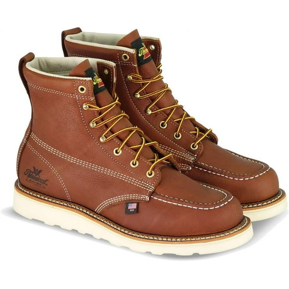 Thorogood Men's American Heritage Wedges 6in Moc Toe Crazyhorse Leather, Brown