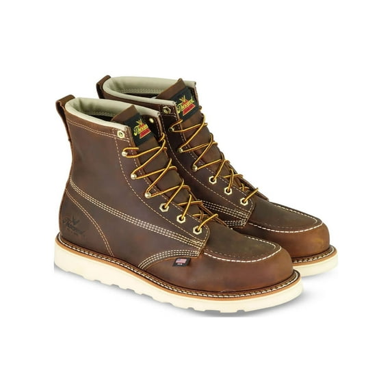 Thorogood Mens American Heritage Wedges 6in Moc Toe Crazyhorse Leather, Brown, 1