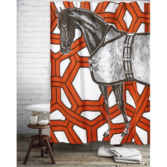 Thorougbred Geo Shower Curtain Alcazar