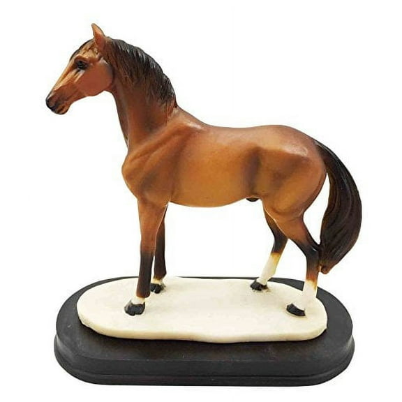 Thoroughbred Brown Chestnut Race Horse Figurine Model Steed Sculpture Desktop Decor