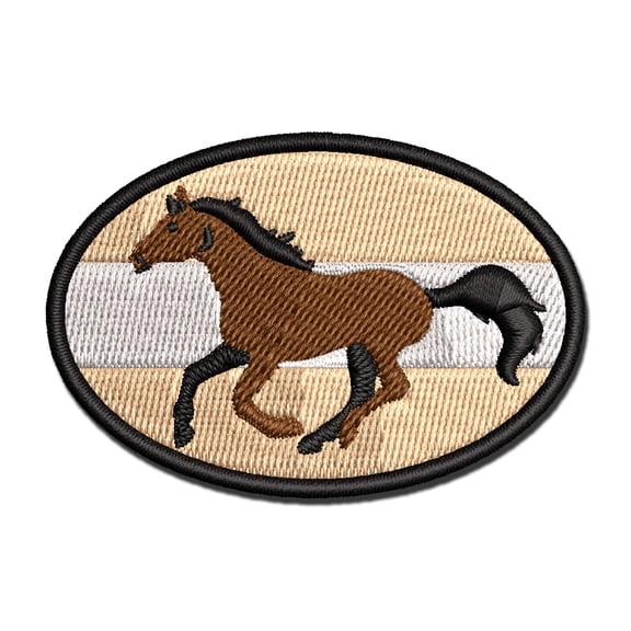 Thoroughbred Race Horse Running Applique Multi-Color Embroidered Iron-On Patch - 2.0 Inch Mini