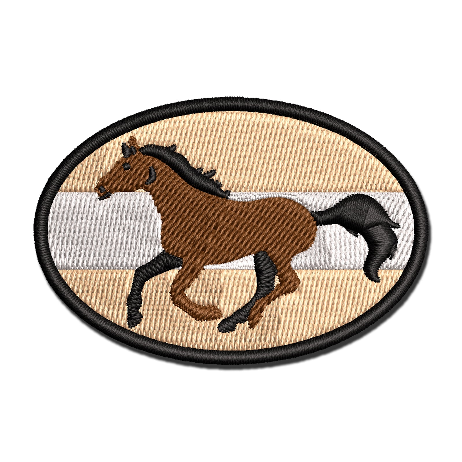 Thoroughbred Race Horse Running Applique Multi-Color Embroidered Iron-On Patch - 3.5 Inch Large