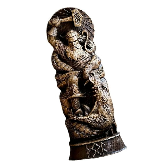 Mythology Thors Statue Gods Sculpture Resin Figurines Scandinavian Pantheons Home Decor
