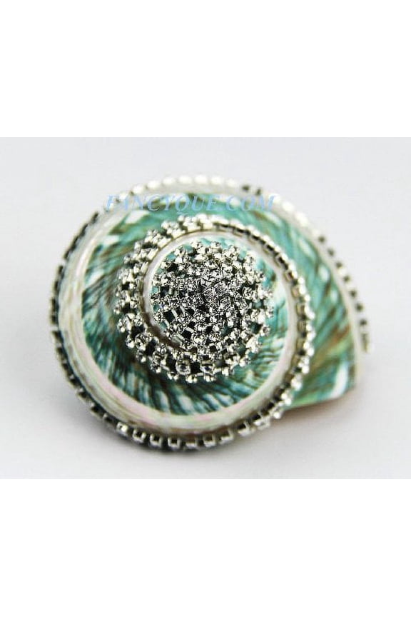 Made in USA Mop Large Shell Aqua Green Turbo Swarovski New Box Unique and Gorgeous, Great Gift