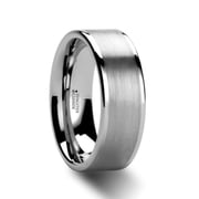 Thorsten Aires Tungsten Carbide Men s Wedding Band, Flat Brushed Center, Polished Edges, 8mm, Size 11
