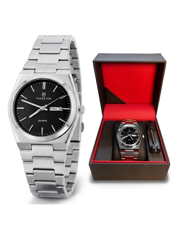 Count Mens Watches – Chronograph Watch with Black Dial & Silver Band, Black Watches for Men, 3ATM Waterproof, 44.5mm Bold Case