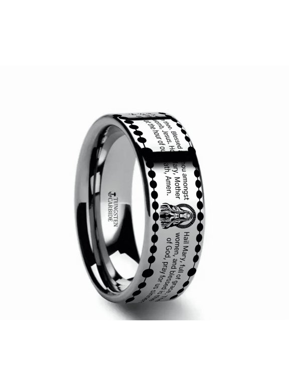HAIL MARY Laser Engraved Tungsten Carbide Ring — 6mm, Size 9