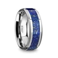 thumbnail image 1 of Thorsten OSIAS | Tungsten Rings for Men | Tungsten | Comfort Fit | Lifetime Guarantee | Wedding Ring Band with Blue Lapis Inlay and Polished Beveled Edges - 8mm, 1 of 7