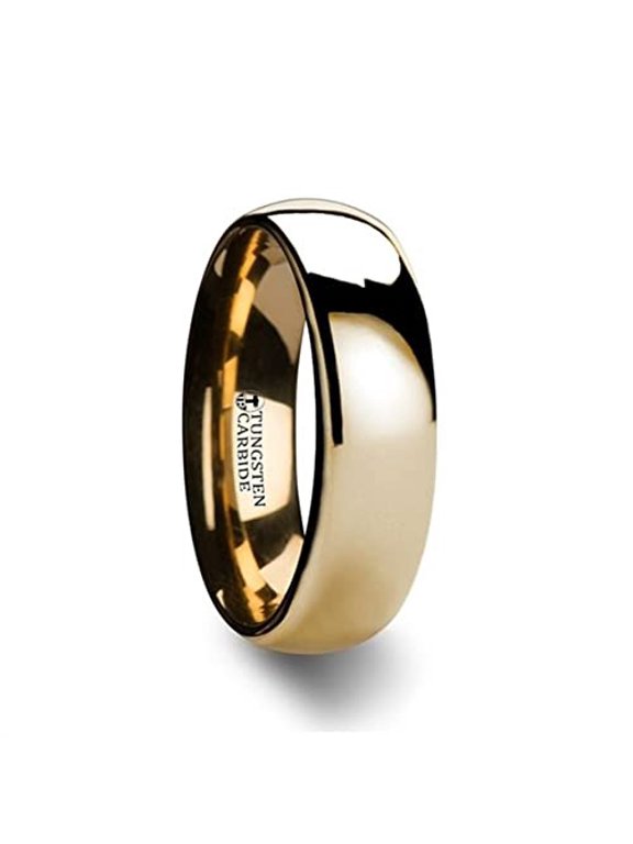 Oro Gold-Plated Tungsten Carbide Men’s Wedding Band, Classic Domed Profile, 10mm, Size 15