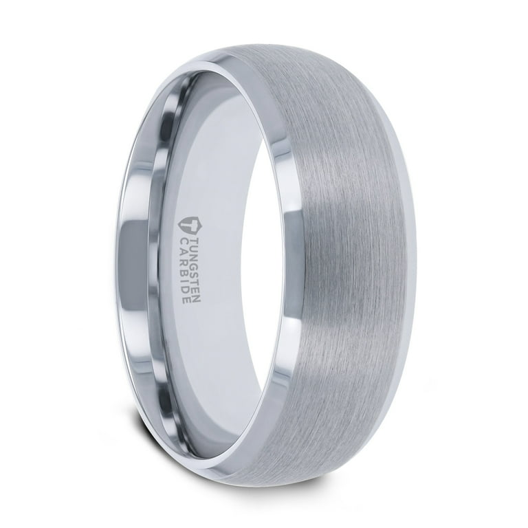 Thorsten POLARIS Domed Brushed Finish Tungsten Ring with Polished Bevels - 6mm or 8mm