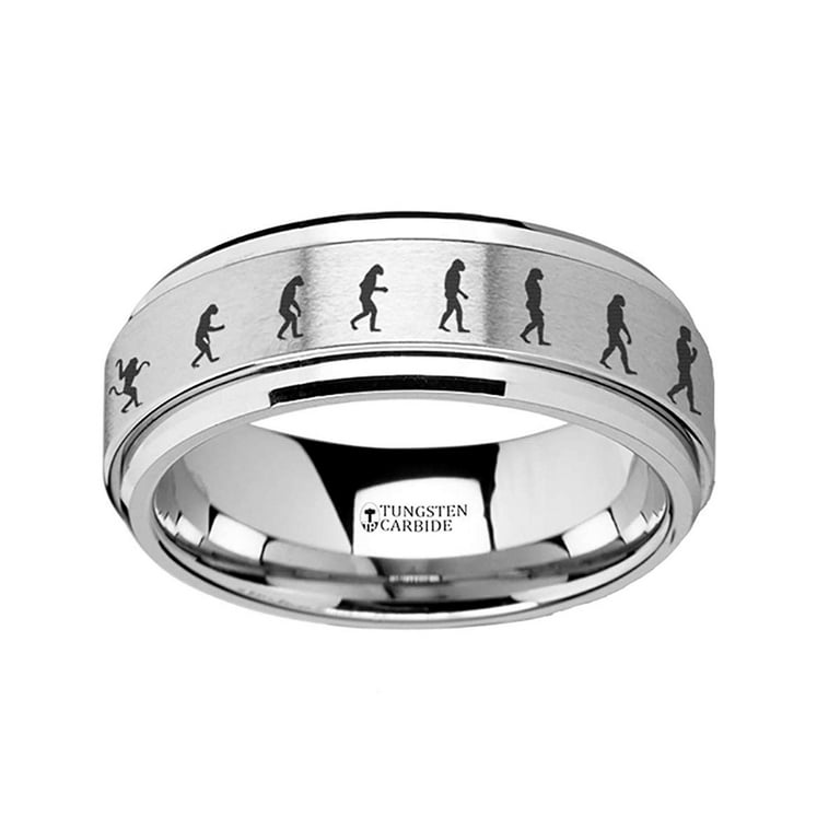 Thorsten Spinning Engraved Human Evolution Tungsten Carbide Spinner Band - 8mm Thorsten Spinning Engraved Human Evolution Tungsten Carbide Spinner Band - 8mm