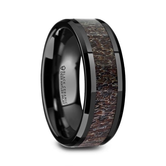 Thorsten Tine Black Ceramic Polished Beveled Men's Wedding Band - Ring Thorsten Tine Black Ceramic Polished Beveled Men's Wedding Band - Ring