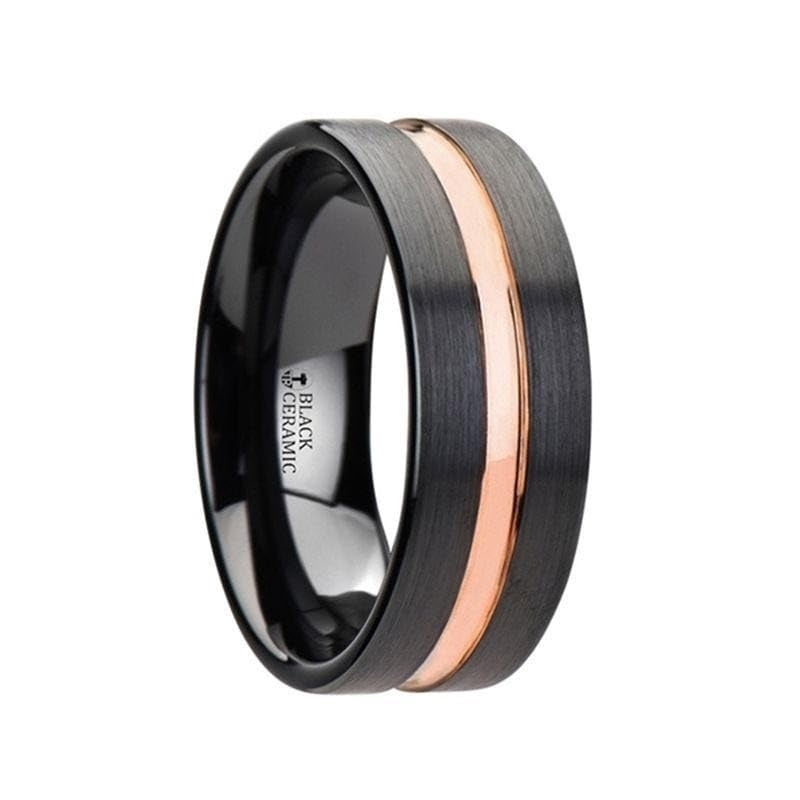 Thorsten Venice Black Ceramic Wedding Band - Ring Size 5.5, Band Width ...