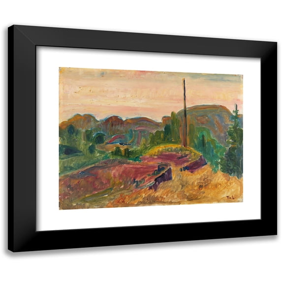 Thorvald Erichsen 14x12 Black Modern Framed Museum Art Print Titled - Evening Landscape (1921)