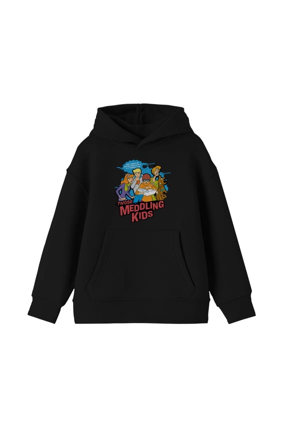 Those Meddling Kids Scooby Doo Characters Group Youth Boys Black Hoodie-S