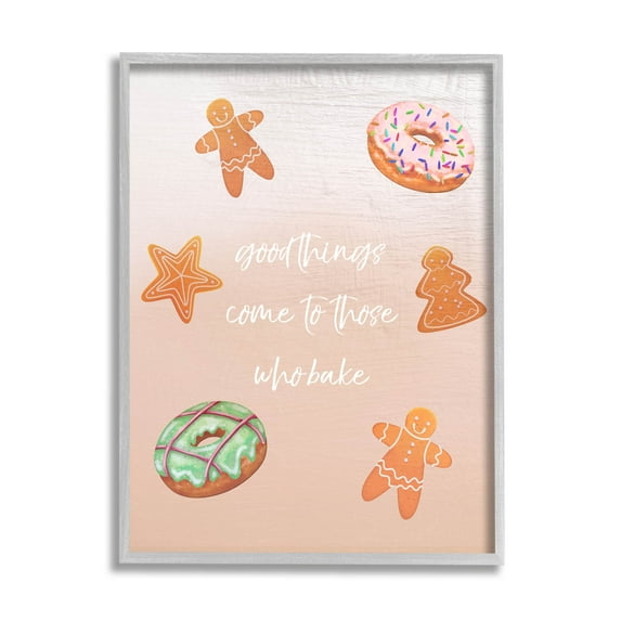 Those Who Bake Holiday Cookies Holiday Graphic Art Gray Framed Art Print Wall Art