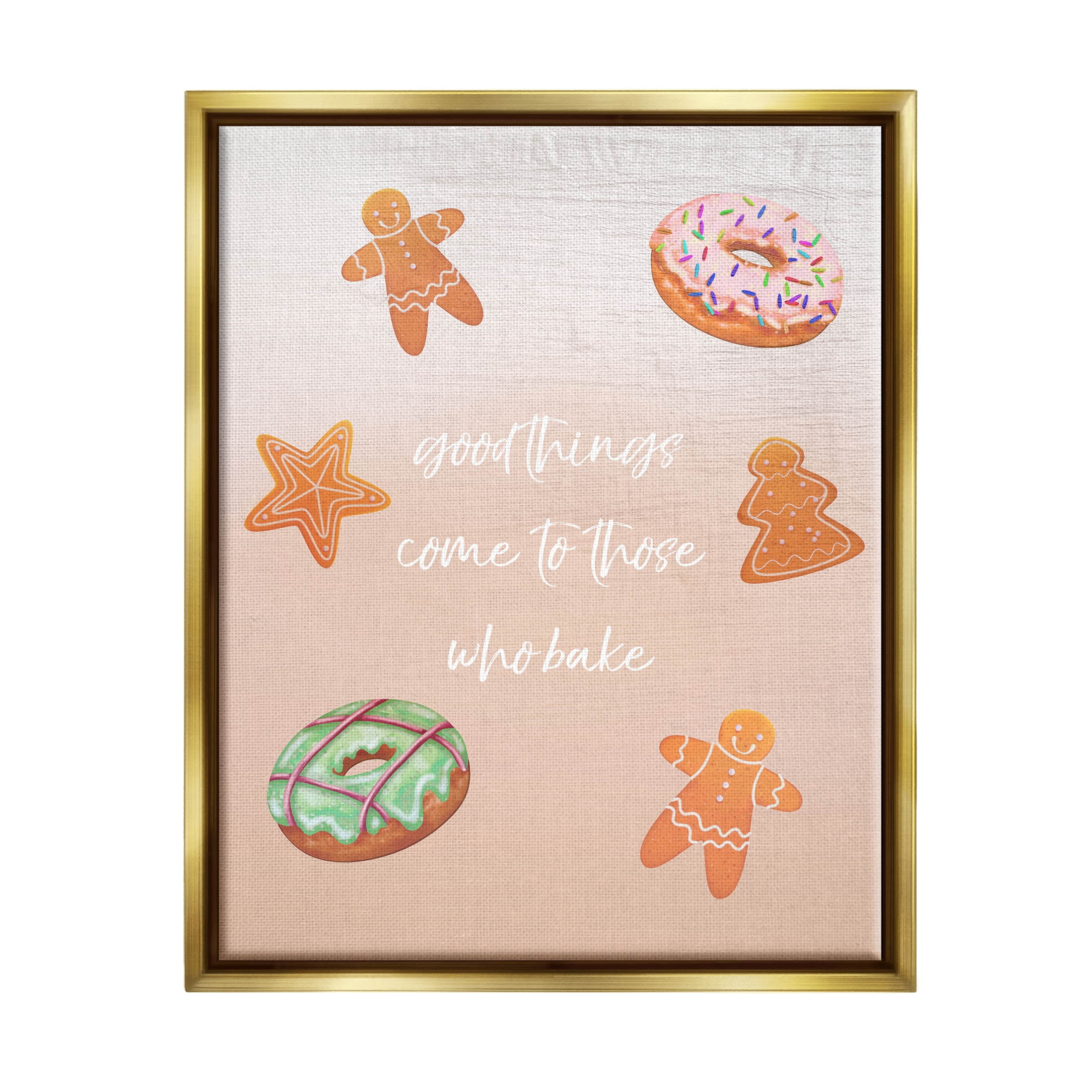 Those Who Bake Holiday Cookies Holiday Graphic Art Metallic Gold Framed Art Print Wall Art