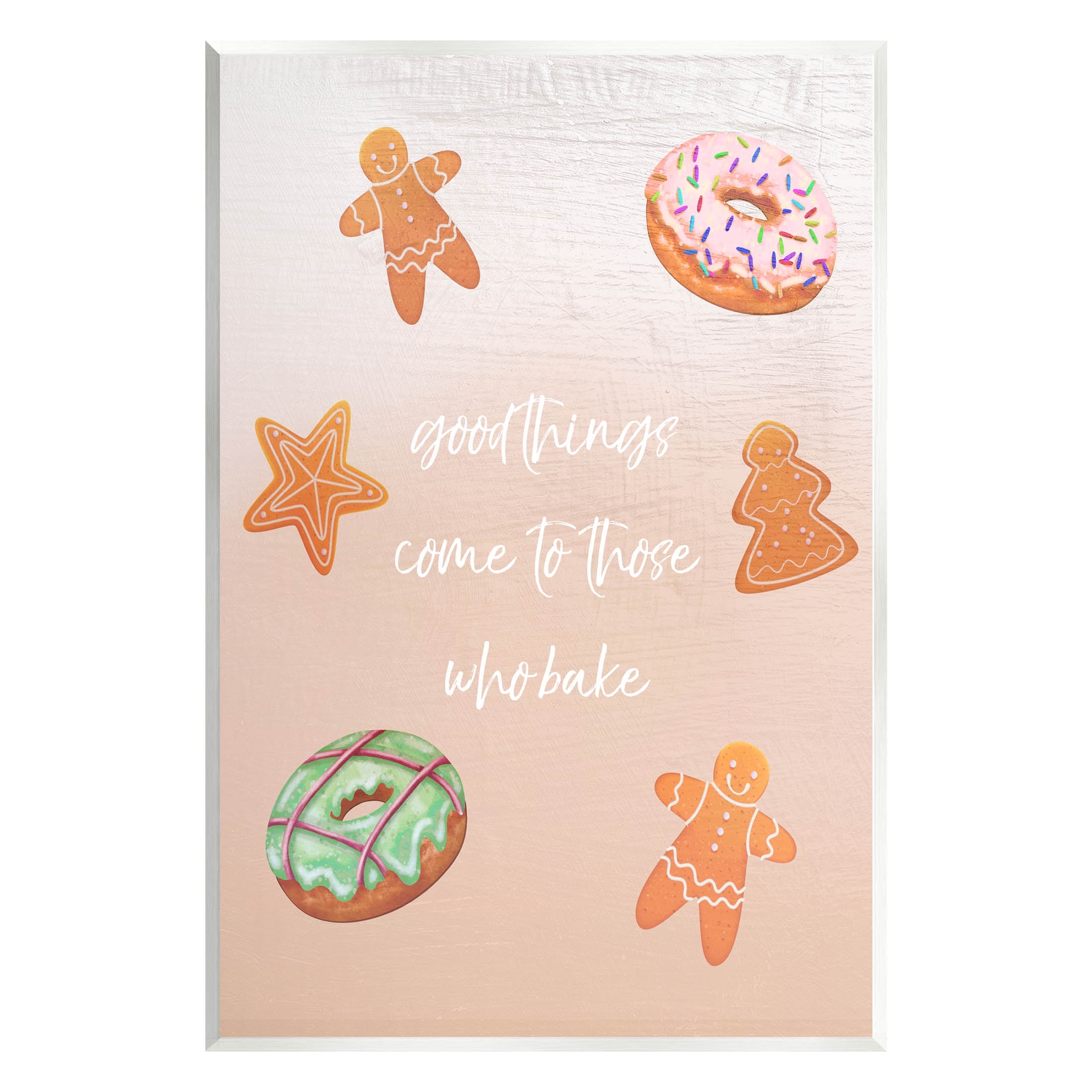 Holiday Cookies Wall Plaque Art in Beige MDF Wood