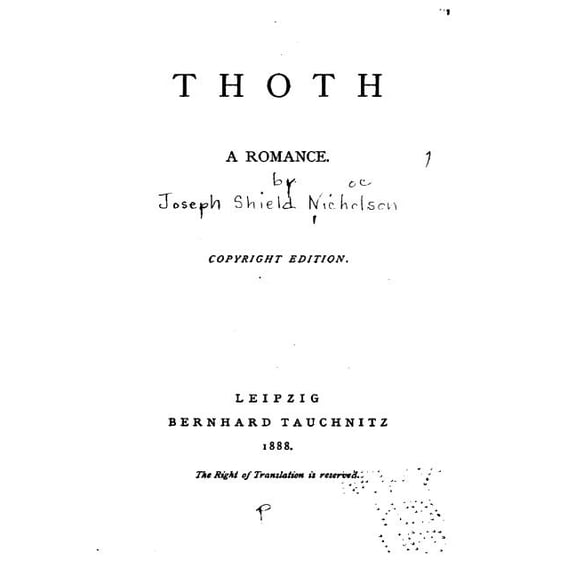 Thoth, A Romance (Paperback)