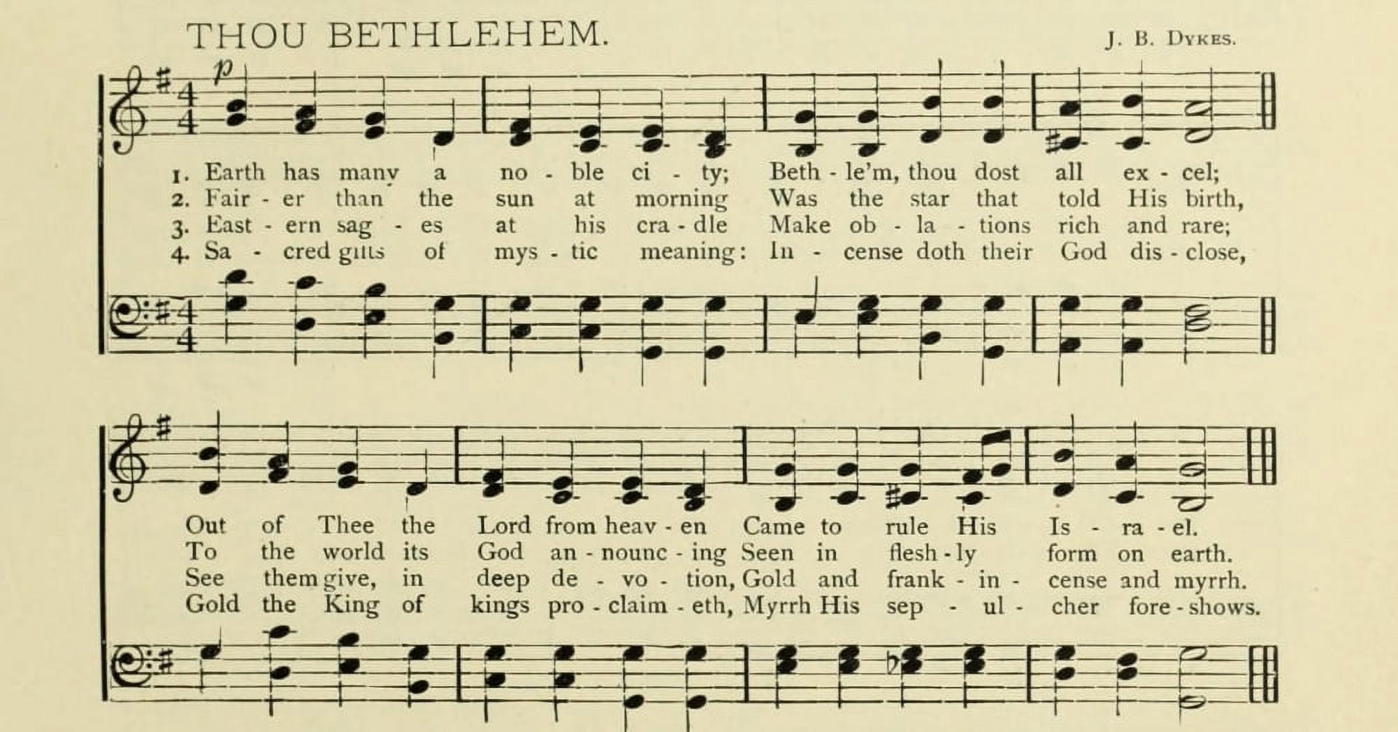 Thou Bethlehem Christmas in Song 1891 Canvas Art -  (24 x 36)