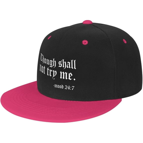 Thou Shall Not Try Me Flat Bill Hats Snapback Hat Brim Baseball Cap for Men Adjustable,White