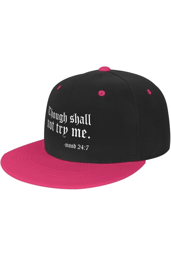 Thou Shall Not Try Me Flat Bill Hats Snapback Hat Brim Baseball Cap for Men Adjustable,White