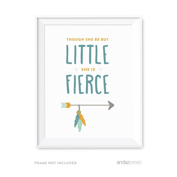 Koyal Wholesale Boho Chic Baby Shower Wall Art Sign She Is Fierce 8.5x11