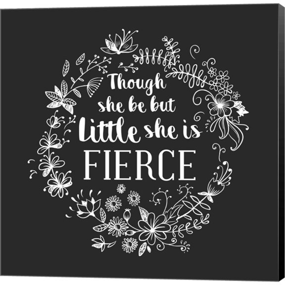 Though She Be But Little - Wreath Doodle Gray by Color Me Happy, Canvas Wall Art