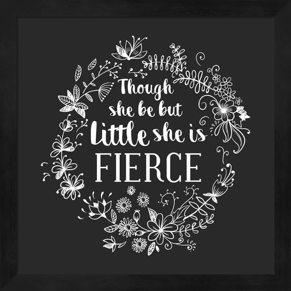 Though She Be But Little - Wreath Doodle Gray by Color Me Happy, Framed Wall Art, 13.25W x 13.25H