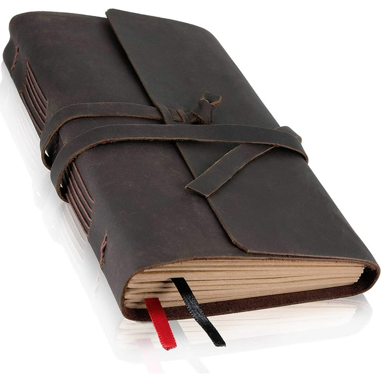 ThoughtSpace Handmade Leather Journal - Large Cover, Travel 