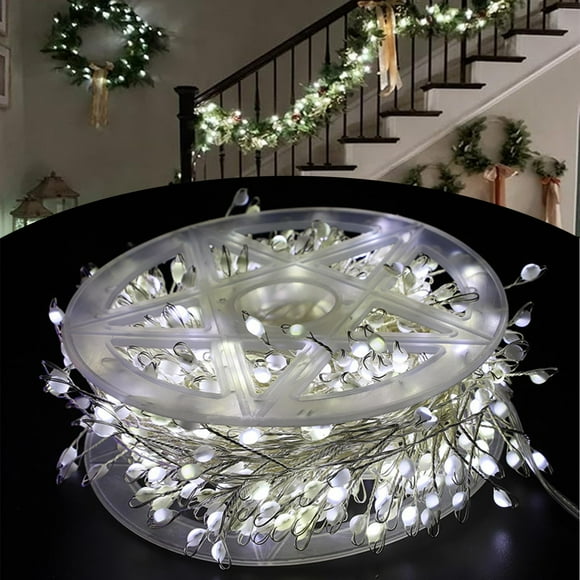 Thoughtaidea LED Copper Wire Firecracker Light String, Cluster Twinkle Lights for Christmas Tree, Cluster Fairy Lights, Holiday Decoration Atmosphere Lights (White, 29.52ft-300 Lights-Battery Box)