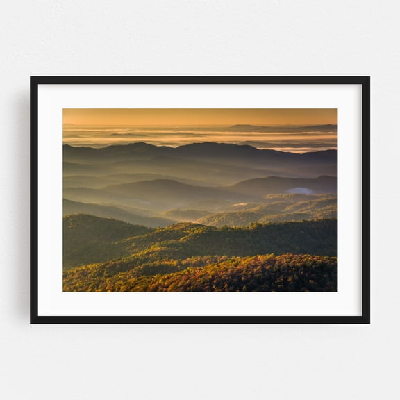Thoughtful 02 - North Carolina Photography Landscape Mountain Nature Scenic Autumn Sunset Forest Black Framed Wall Art Print 5 x 7 inches
