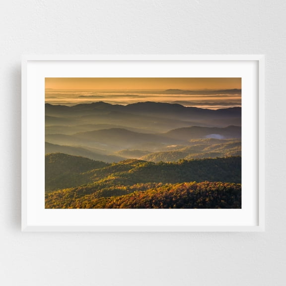 Thoughtful 02 - North Carolina Photography Landscape Mountain Nature Scenic Autumn Sunset Forest White Framed Wall Art Print 5 x 7 inches