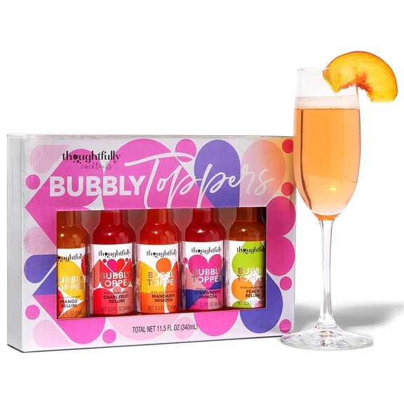 Thoughtfully Bubbly Toppers Drink Mixer Gift Set for a Tequila Day Celebration, Non-Alcoholic Powdered Mix, 5 Plastic Containers
