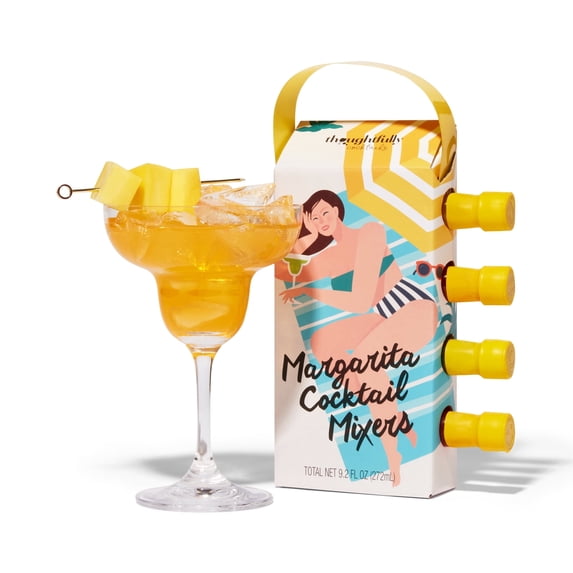 Thoughtfully Cocktails Margarita Mix Non Alcoholic Gift Set, Flavors Include Blood Orange, Strawberry, Mango, Watermelon, and Lime, with Rimming Salt, Mothers Day Gifts