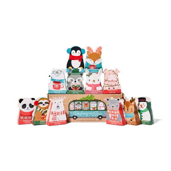 Thoughtfully Gourmet, Hot Chocolate Gift Set in Holiday Character Packaging, Flavors Include Rocky Road, Cookies Butter, Pumpkin Pie & More, Set of 12