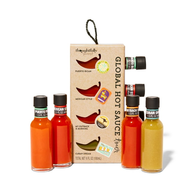 Thoughtfully Gourmet, Hot Sauces To Go Global Edition Gift Set, Set of