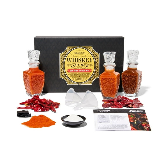 Thoughtfully Gourmet Make Your Own Whiskey Infused Hot Sauce Making Kit, DIY Gift Set, (Contains No Alcohol)